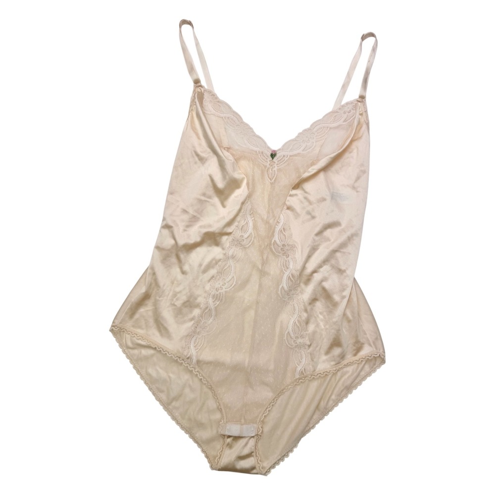Vintage Maidenform Arabesque Bodysuit Cream Lace Made in USA 34 63115